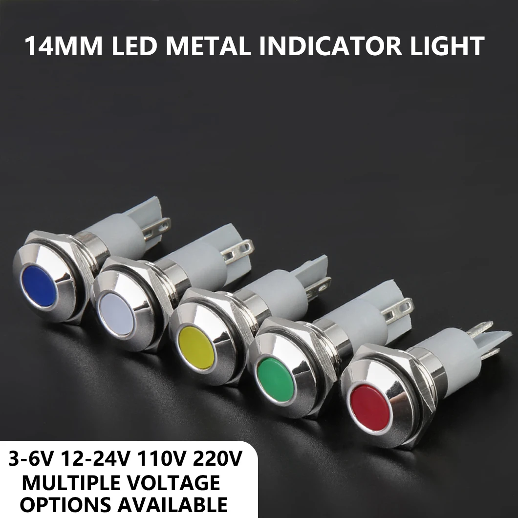 ABILKEEN 10 個 14 ミリメートル LED 金属インジケータライト AC/DC 3 〜 220V ミニ信号パイロットランプ IP65 防水工業用パイロットライト
