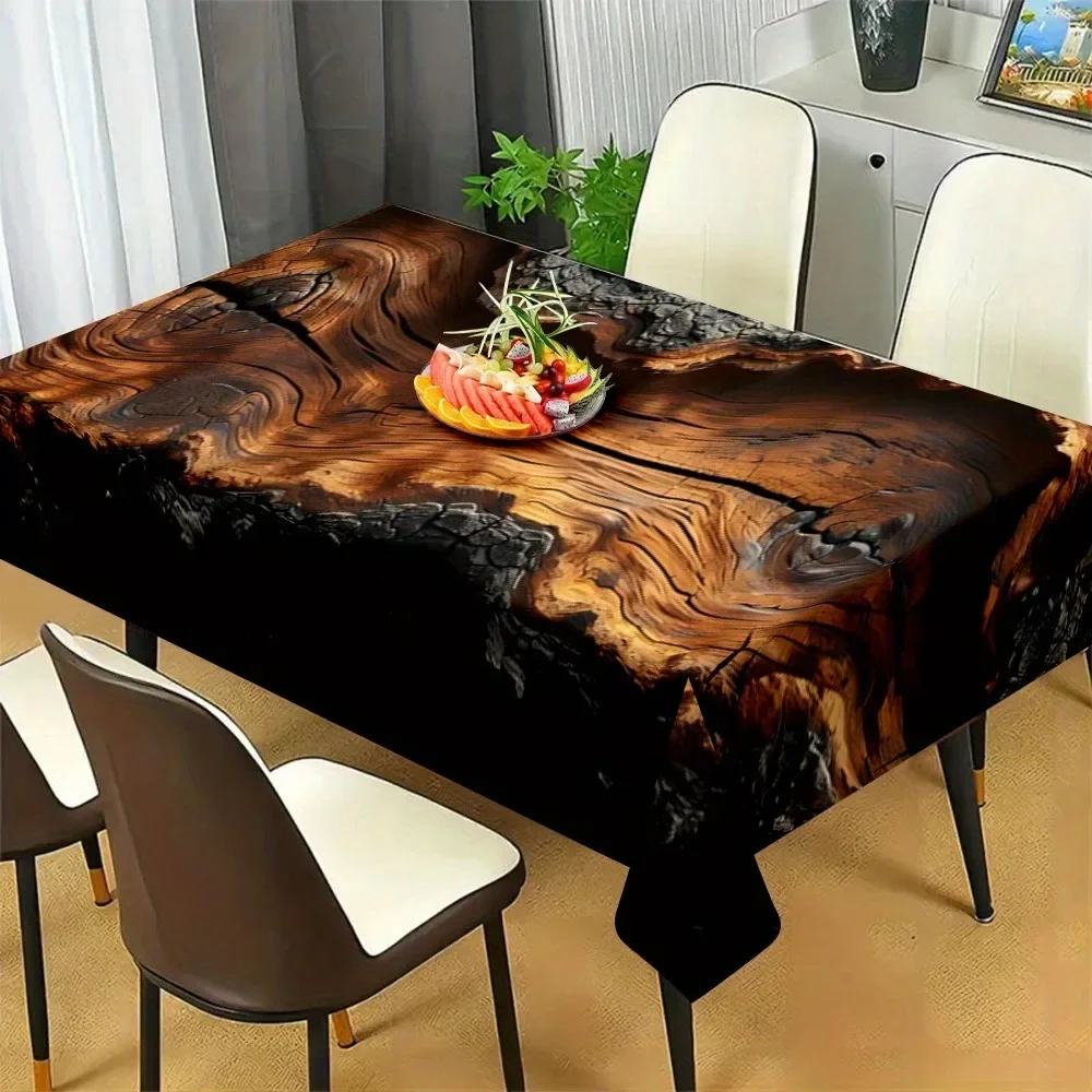 Beautiful wood grain pattern, rectangular, polyester tablecloth, fashionable and elegant, for furniture decorationxzj