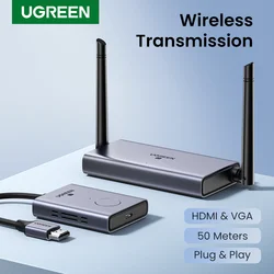 UGREEN HDMI 무선 익스텐더, 비디오 송신기 및 수신기, 5GHz 무선 HDMI 동글, TV PC PS5/4 HDMI VGA 익스텐션, 50 m