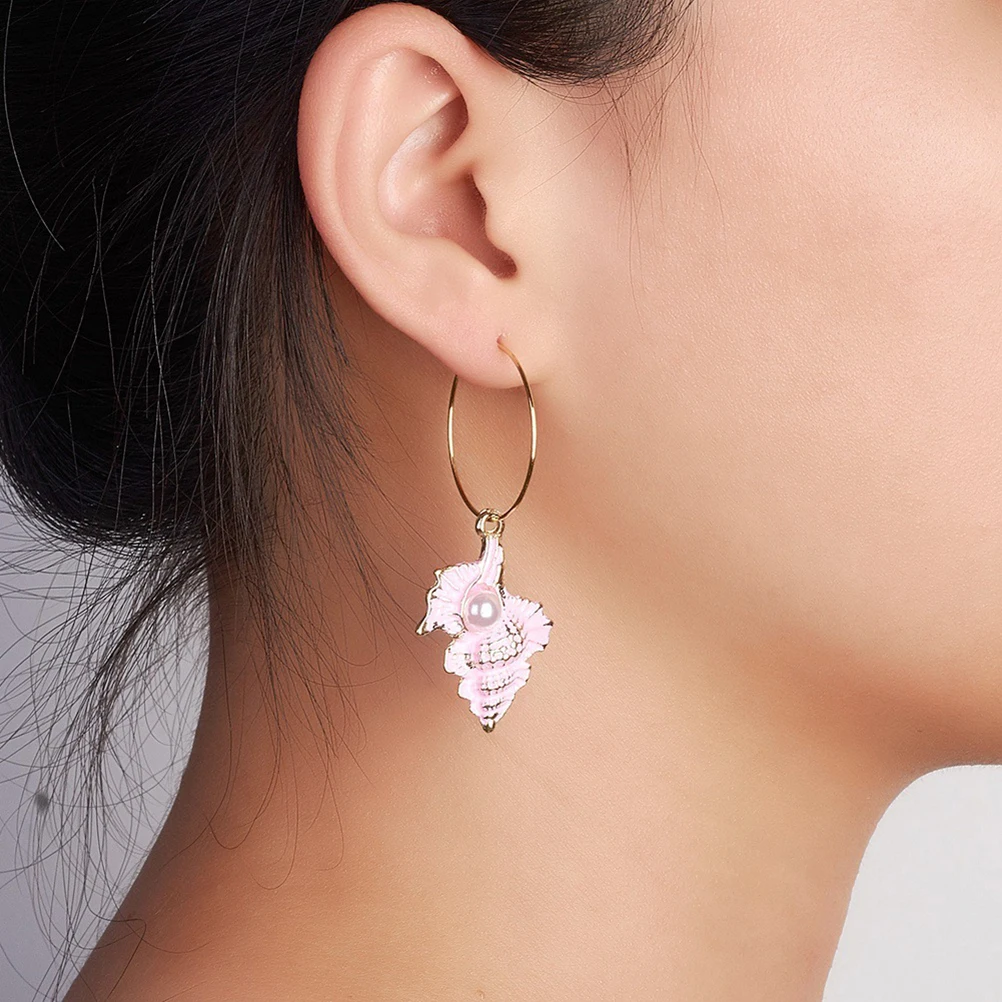 

24pcs Alloy Shell Earring Pendants Diy Accessories Loop Drop Ear Jewelry Sea Style Decorative Key Ornaments Cosplay Costume