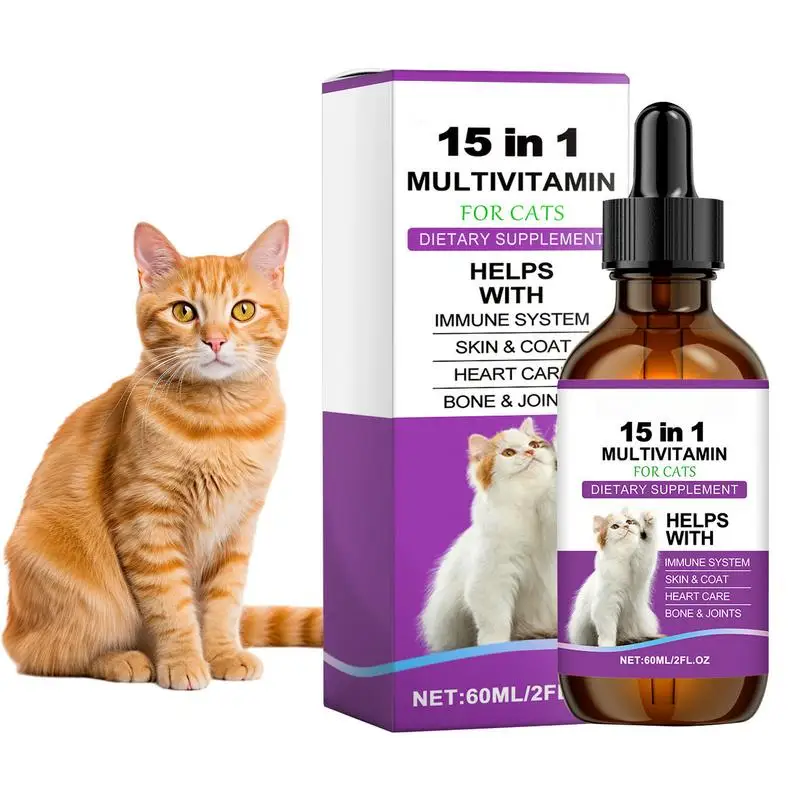 

Cat Supplement Daily Supplement 15 In 1 Body Care Drops Drops 60ml Body Care Drops For Supports Joint Care Skin & Coat