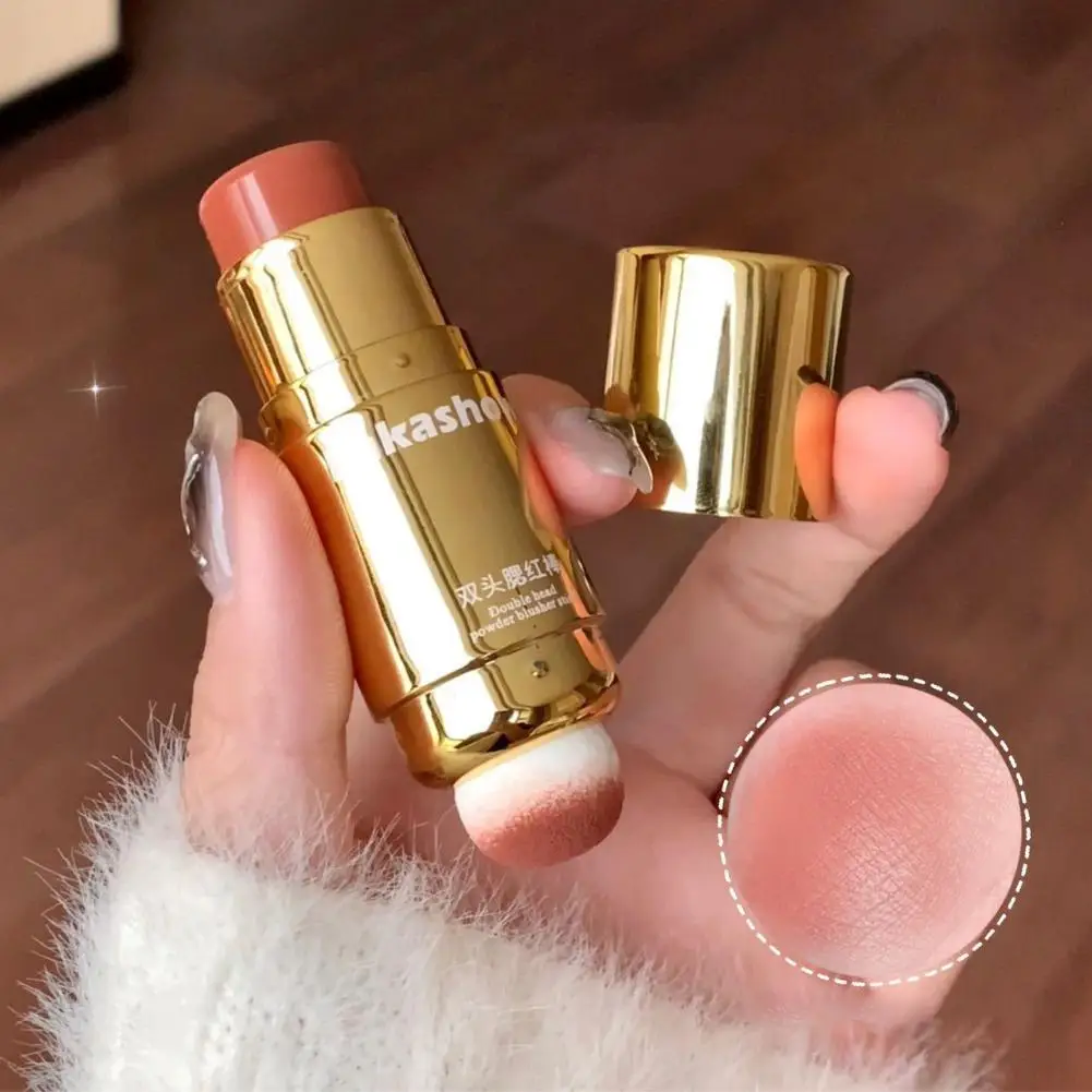 Delicate roterende dubbele kop poederblush stick, niet vervagend, meerdere kleuren om uit te kiezen Blush Stick, natuurlijk duurzaam