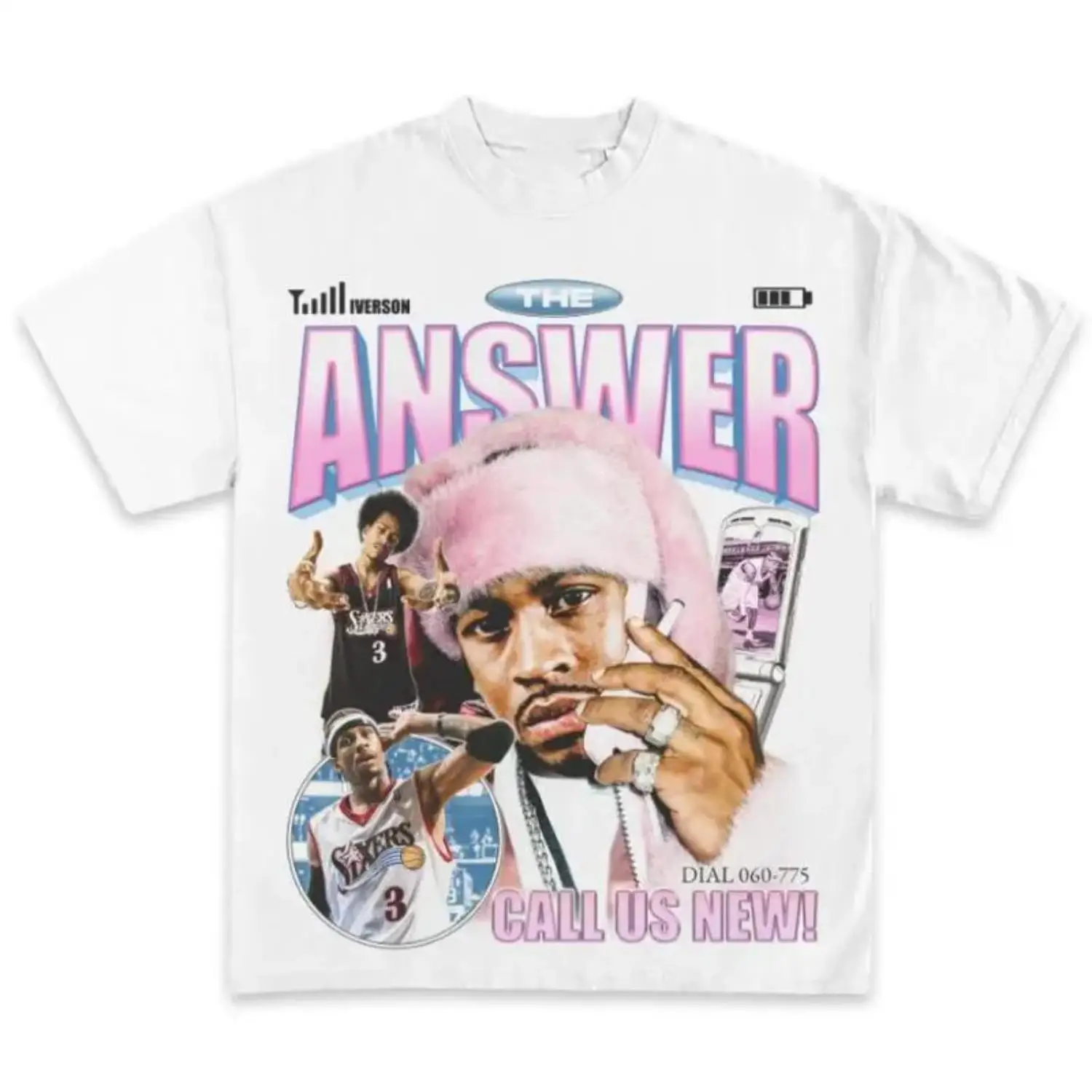 Youth and Adult Allen Iverson Icy Exclusive Graphic Cotton T-shirt for Boys Girls Kids Baby Youth Men Women Lightweight Casual T-Shirt