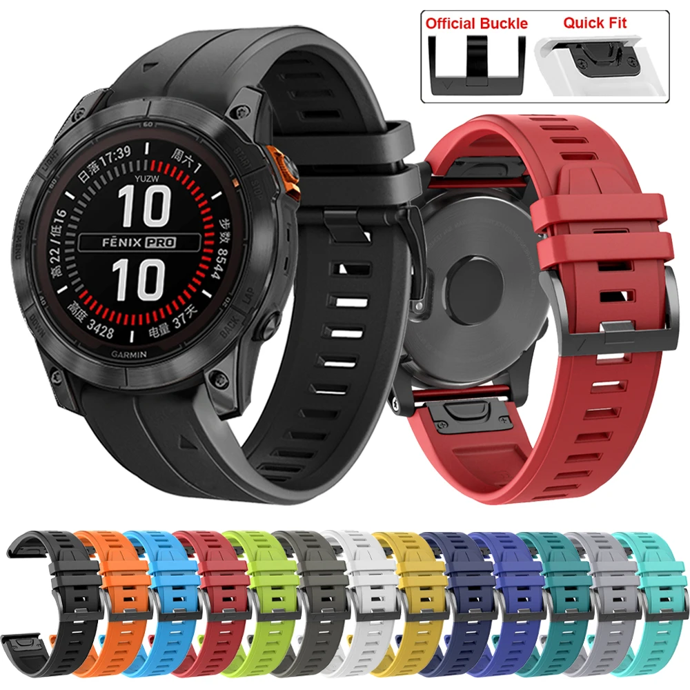 

Ремешок силиконовый QuickFit для наручных часов Garmin Fenix 7X 7 Solar/6X 6 Pro 5 5X Plus 3 3HR/Epix, 22 мм 26 мм, официальный браслет 1:1