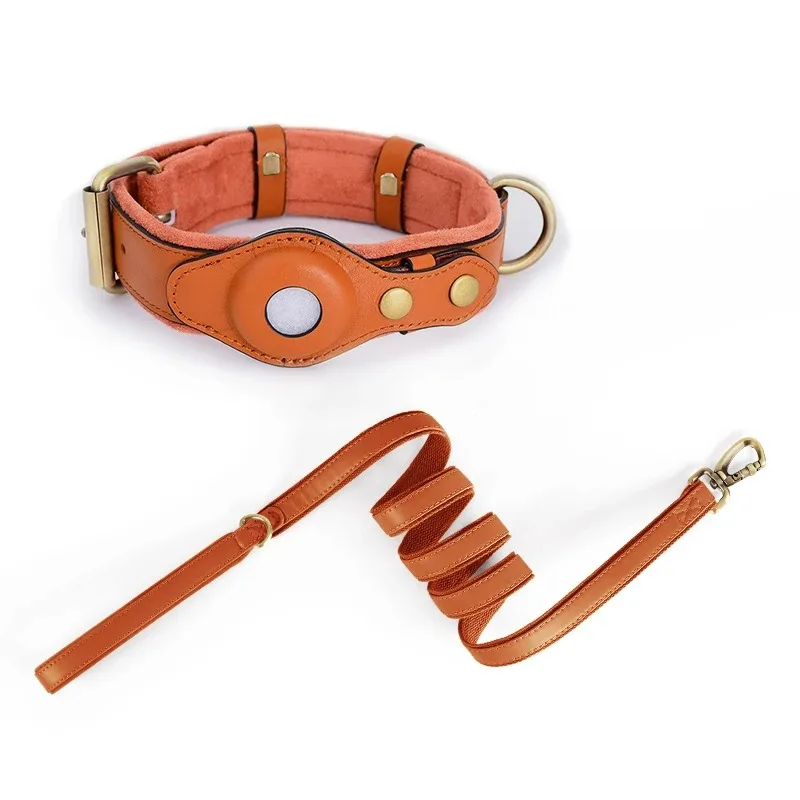 

New Apple Airtag Pet Dog Collar Tracker Hand Holding Rope Leather Suit Medium Large Dog Puppy Pet Supplies Accessories Harness