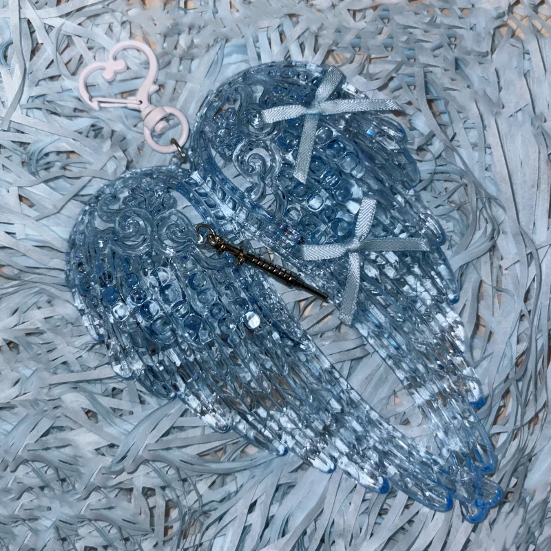 

Bag Pendant Keychain Blue Angel Wings Y2K Girl Women Men Decorations Cosplay DIY Punk Skeleton Blood Type Vampire Diarles