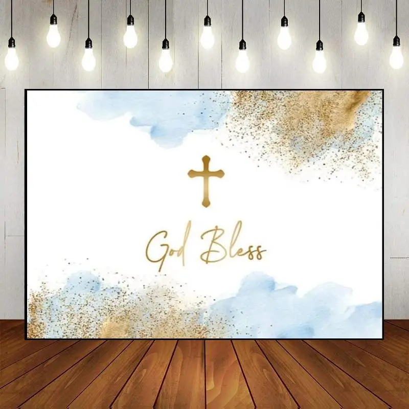 

Boho God Bless Backdrop Baptism Bohemian Pampas Grass Blush Baby Shower Party Decor First Holy Communion Christening Photography