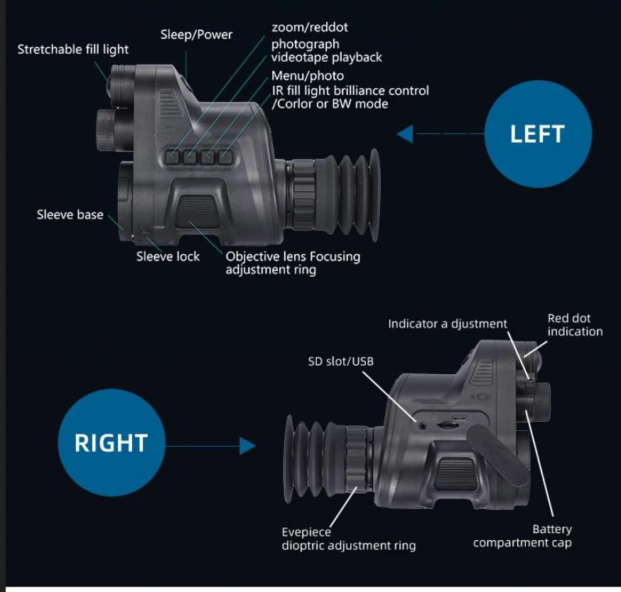 NV710S Night Vision Device Night Vision Monocular Infrared Night Vision Scope Hunting Trail  Googles NV Cam X