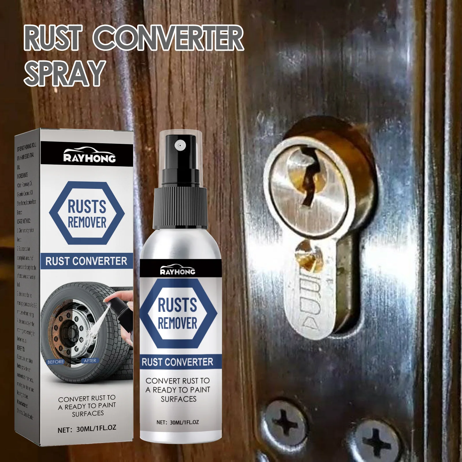 Anti Rust Conversion Agent Spray Automobile Hub Tire Rim Door Lock Cleaning Rust Removal Refurbishment Lubricant Car Accessories