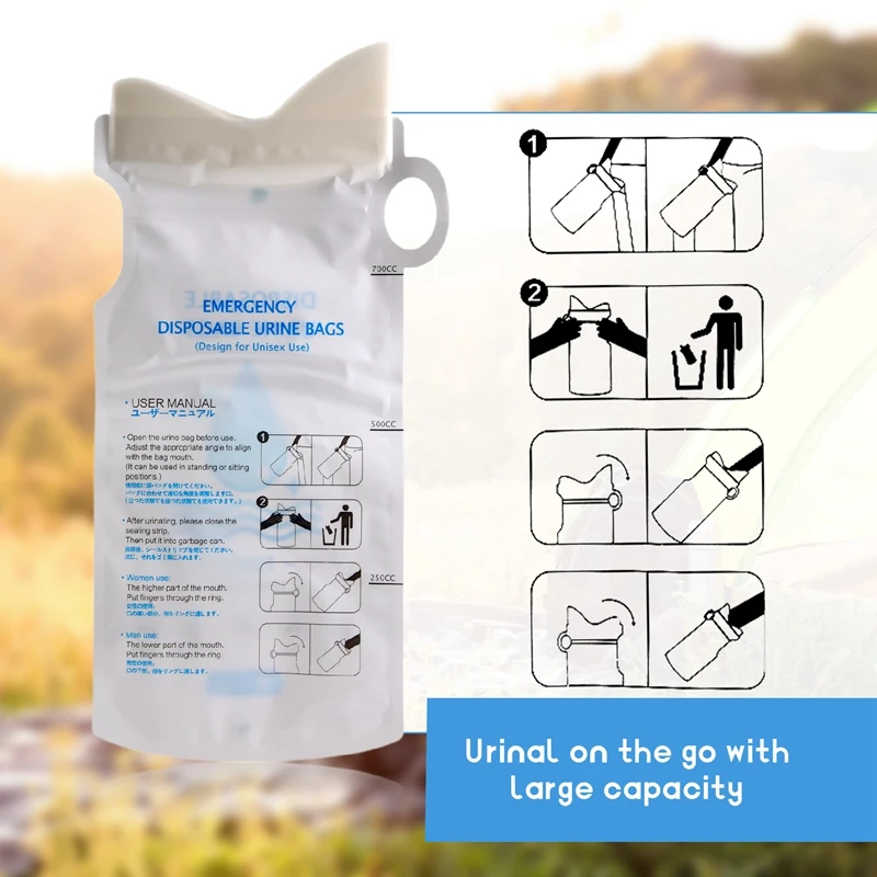 12Pcs Disposable 700Ml Portable Emergency Urine Bag For Women Men Children,Leak-Proof Toilet For Camping,Travel,Hiking