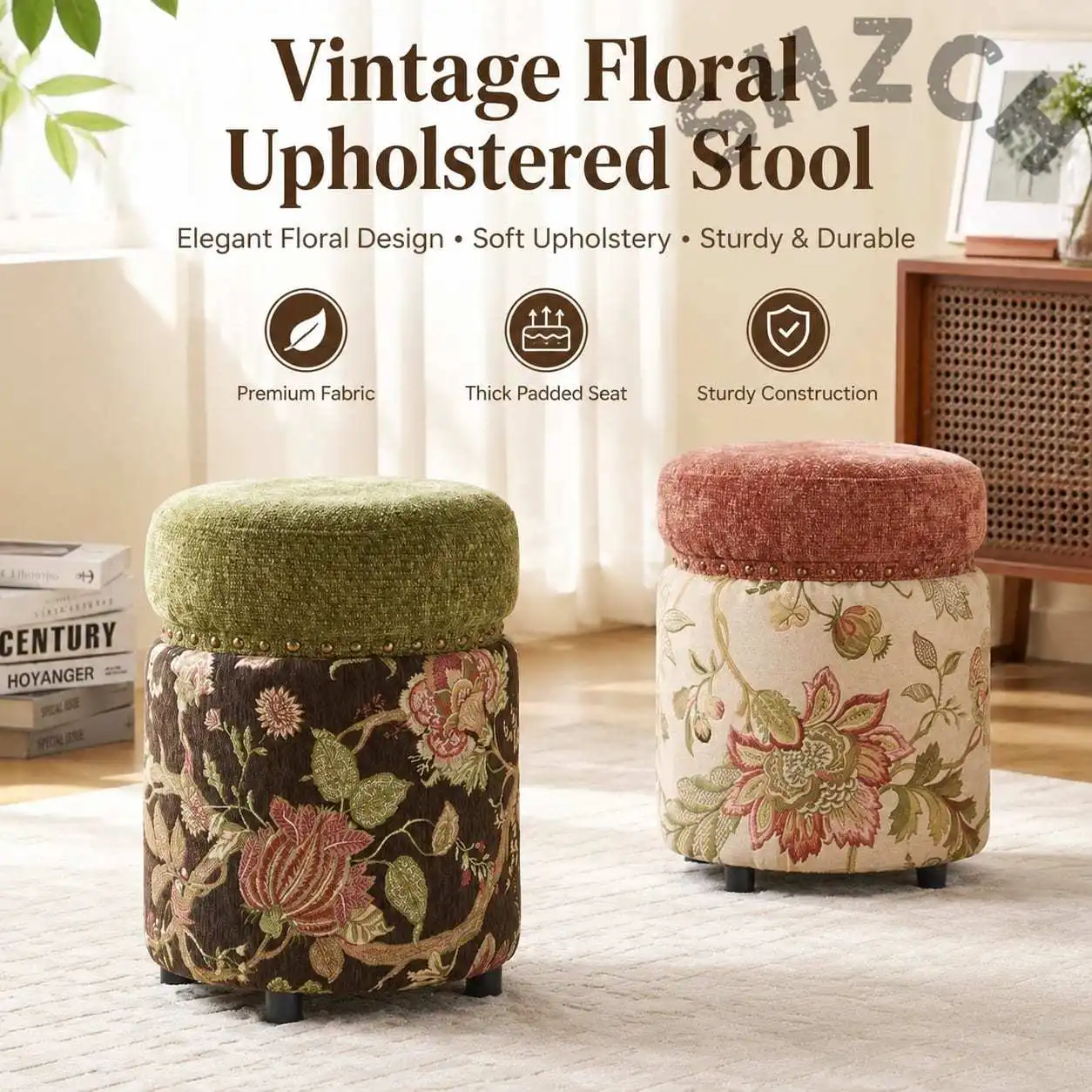 Retro Chinese-Style Round Low Stool for Living Room, Entryway, or Sofa Side – Compact Shoe-Changing Seat