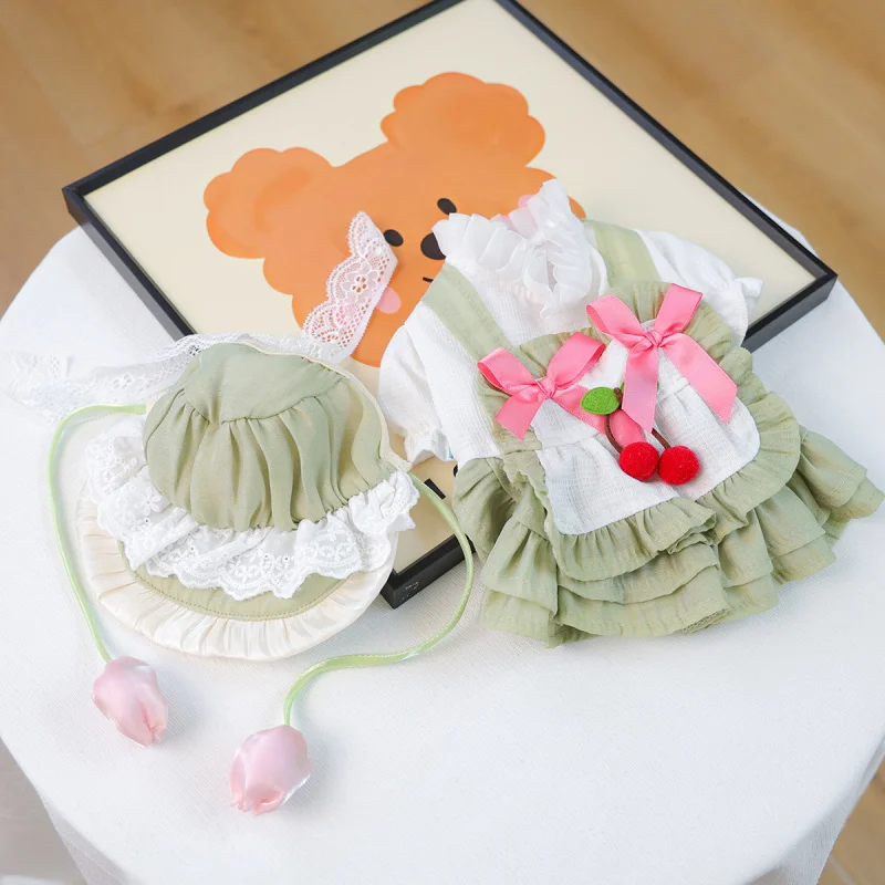 

Pet Dog Spring Summer Clothes Skirt Hat Set for Small Puppy, Cute Pet Circle Romantic Outfit Fashion Accessories
