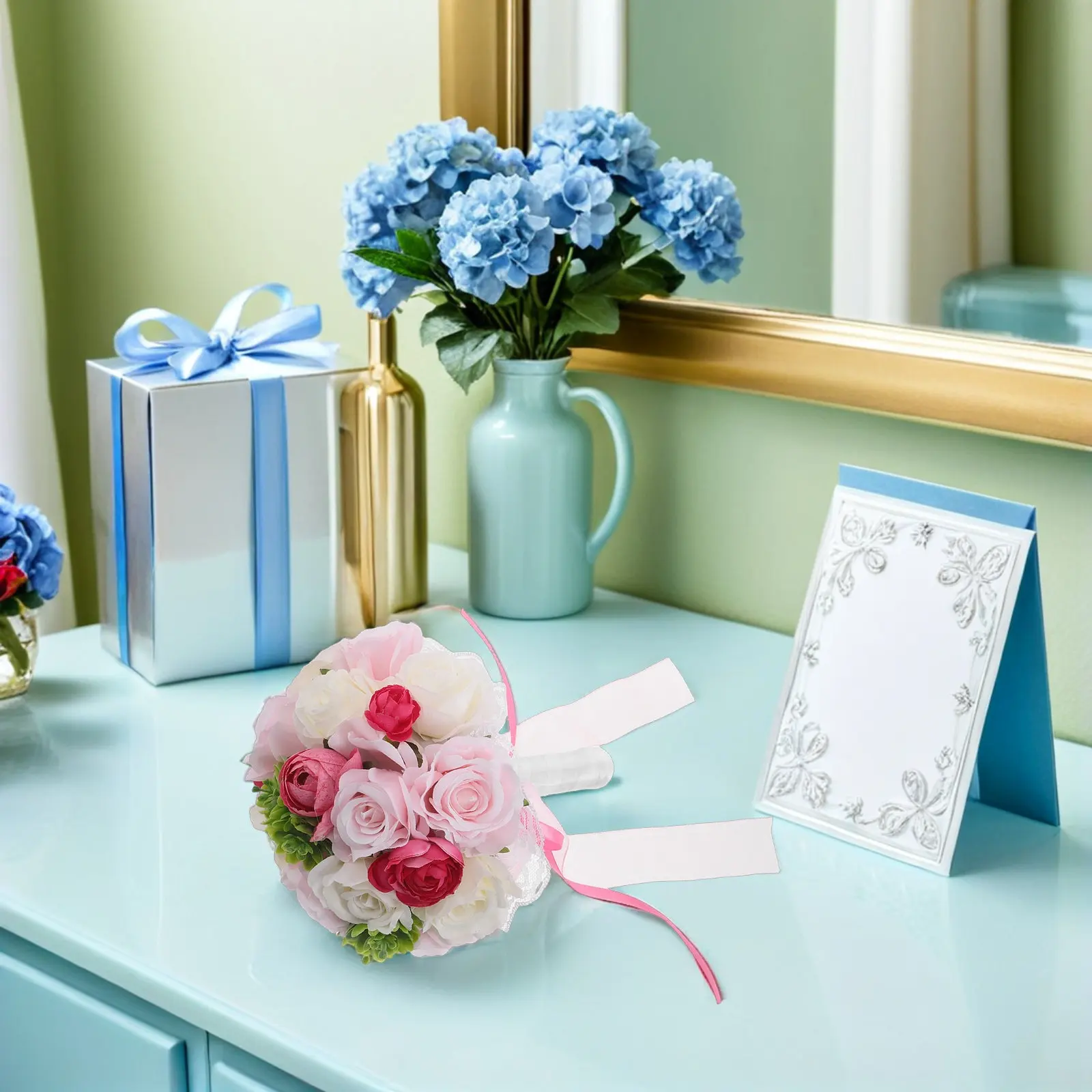 

Искусственный свадебный букет из розовых роз, романтическая композиция из искусственных цветов для невесты и подружек невесты, элегантный маленький букет