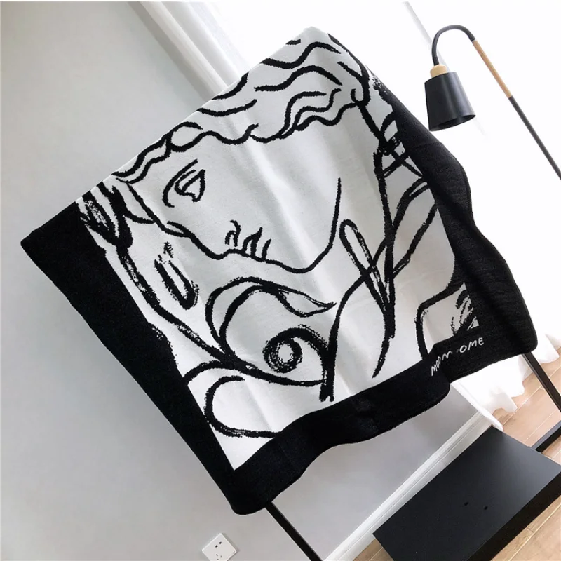 Geometric Pattern Sofa Cover Blanket Modern Concise Cashmere Blended Spring Autumn Towel Quilt Tablecloth Sofa Cover Knitted