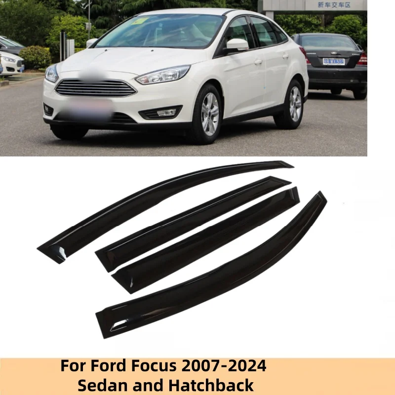 

For Ford Focus 2007-2024 Sedan and Hatchback Car Styling Accessories Window Visor Deflector Window Trim Sun Rain Guard Black