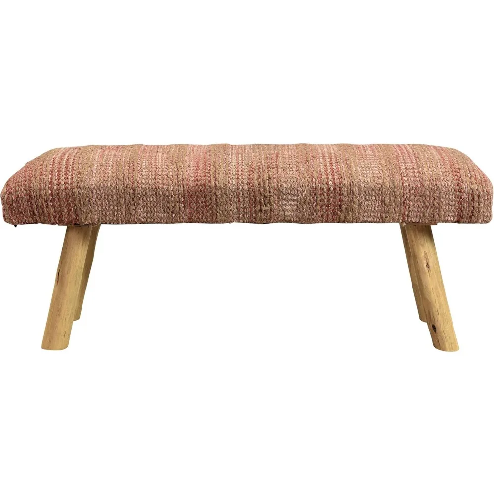 ل.ر. الموارد inc lr مقعد مزرعة منزلي مصنوع يدويًا مخطط من الجوت والصوف، أحمر #1