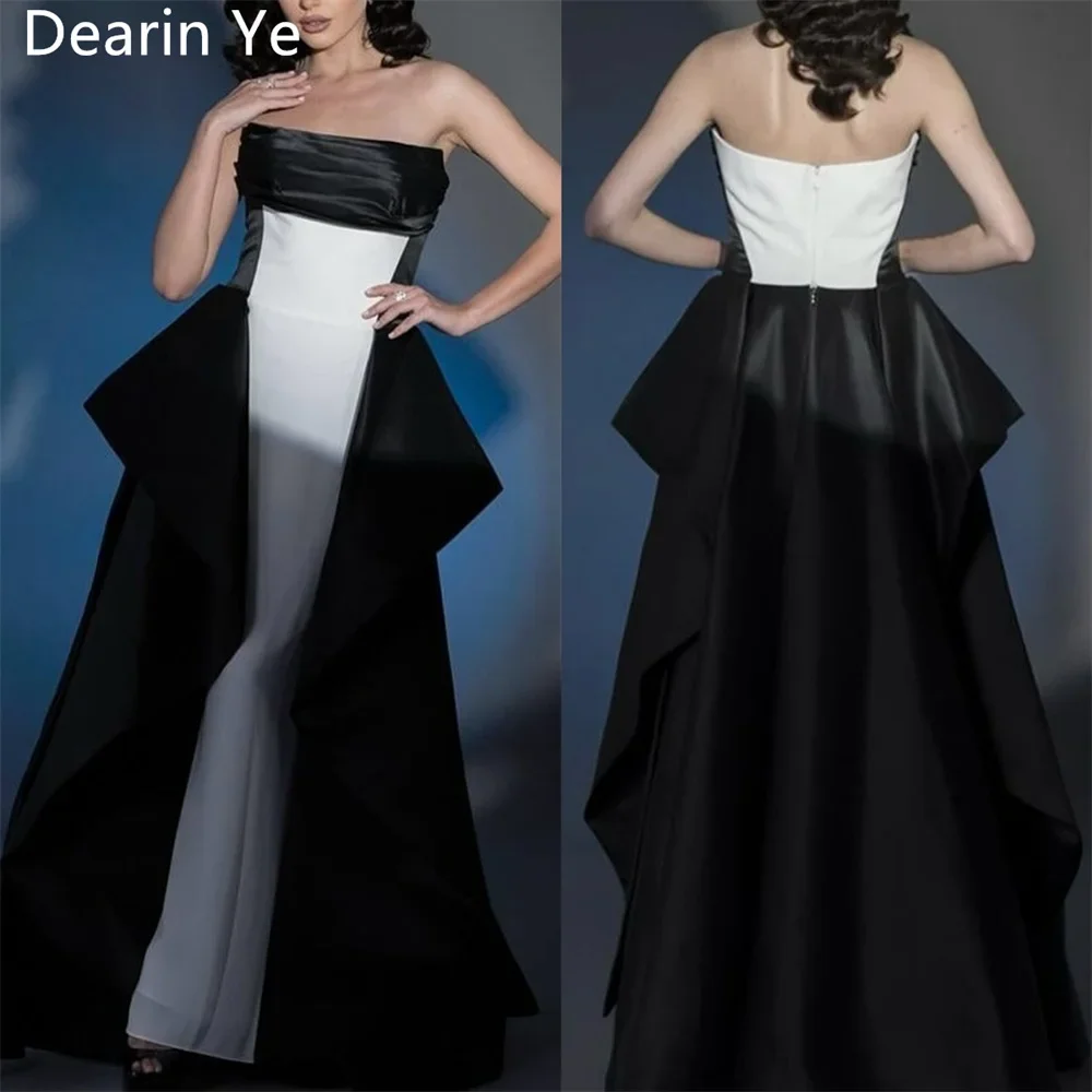 

Customized Evening Gown Formal Dearin Strapless A-line Floor Length Open Back Skirts Draped Layered Bespoke Occasion Dresses Sau