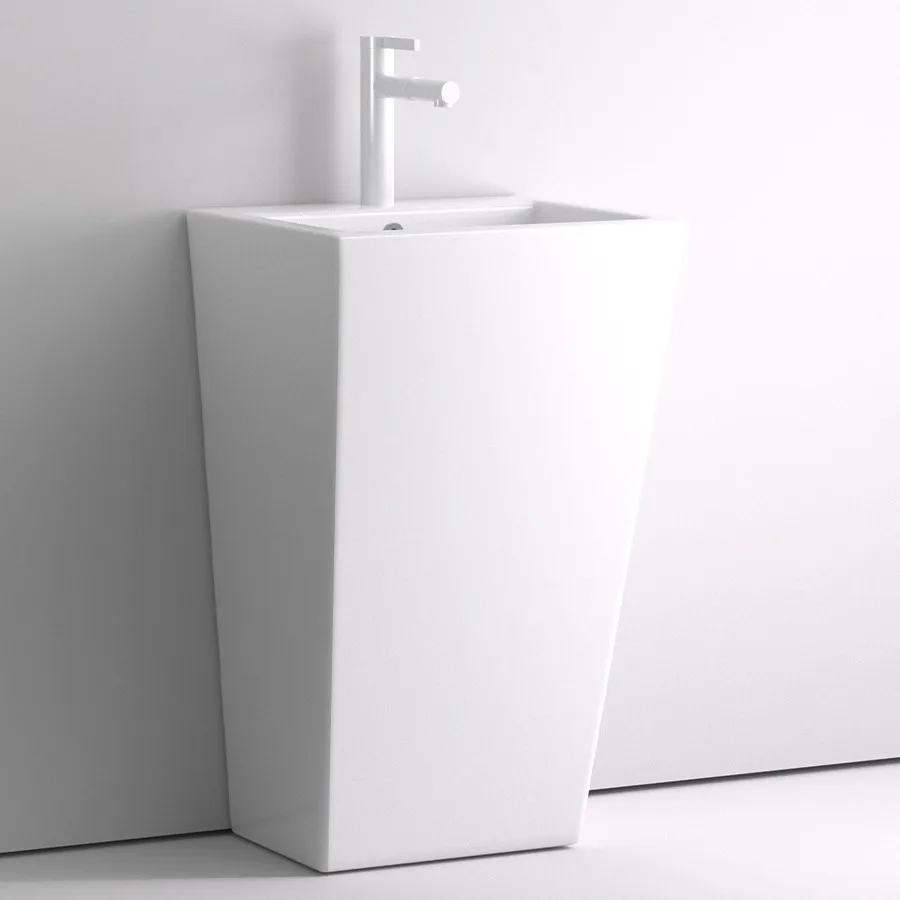 Cream ceramic column basin integrated floor-to-ceiling bathroom balcony small apartment courtyard outdoor wash basin