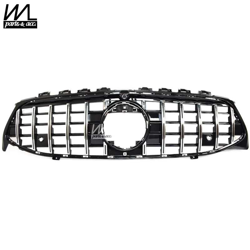 Front Bumper Grille suitable for Mercedes CLA X118 C118 W118  (2019-up) GT R Sport-Panamericana Grill ABS Black Silver Grilles
