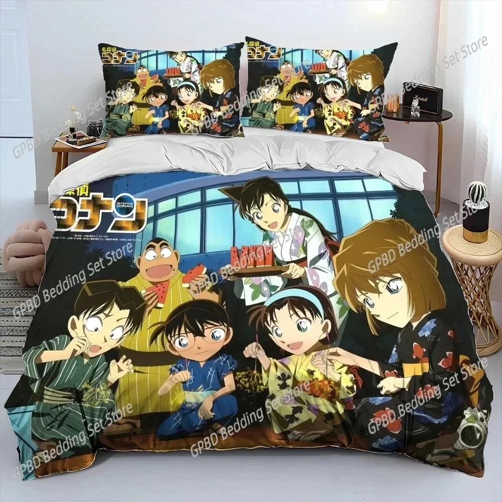 Detective C-Conan Cartoon Anime Comfortable Duvet Quilt Cover Pillowcase Bedding Set Children Bedroom Decoration Home Textile