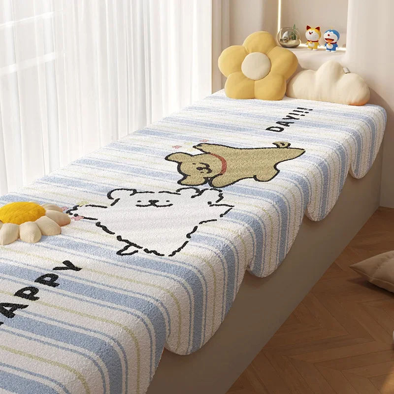 Cute Cartoon Faux Cashmere Rugs Non-slip moisture-proof Soft Warm Bedside Rug For Bedroom Window Decoration