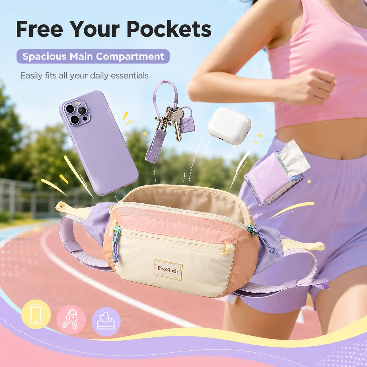 Rückansicht der EcoSloth C87D Crossbody Tasche mit verstellbarem Riemen