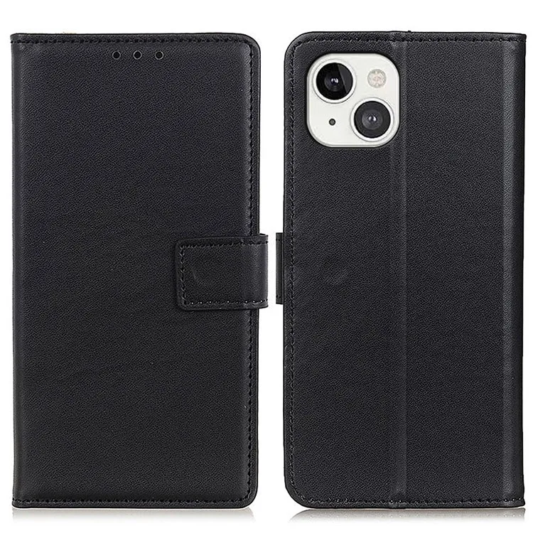 

Shockproof Leather Magnetic Clasp Stand Wallet Design Phone Case Shell for iPhone 13 6.1 inch - Black