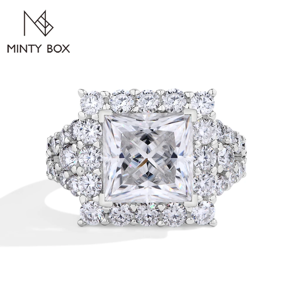 

MINTYBOX 6.0ct Square D VVS1 10*10mm Lab Diamond Moissanite Rings S925 Silver For Women Engagement GRA Jewelry Customized Size