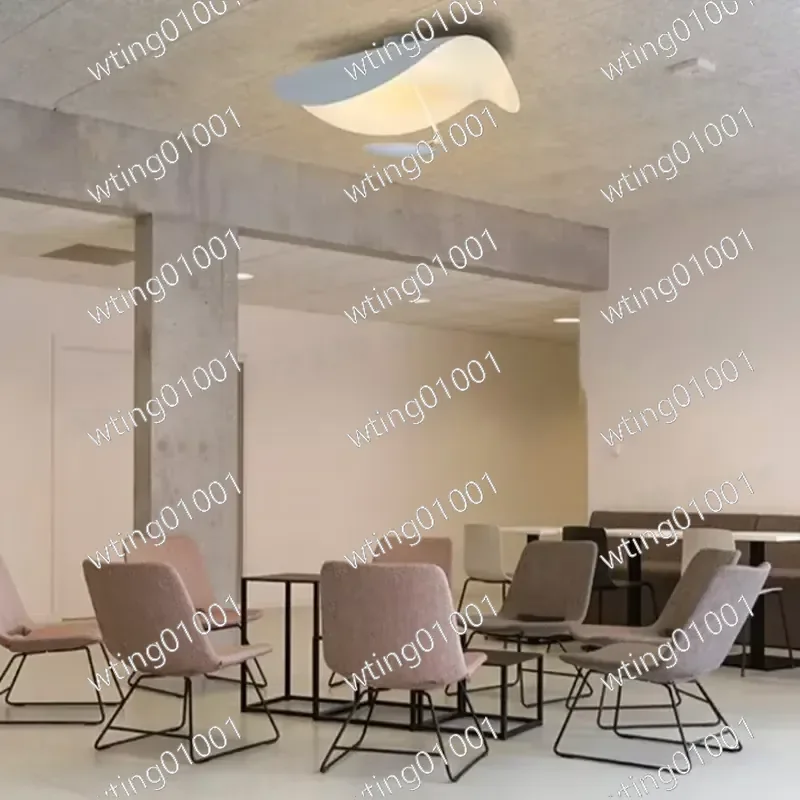 for Nordic Creative Flying Shuttle Hat LED Ceiling Lamp Modern Black White Chandelier for Living Room Coffee Shop Hotel