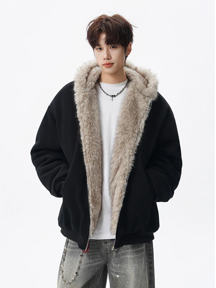 

Мужская куртка в американском ретро-стиле с капюшоном и меховым воротником, теплая повседневная хлопковая куртка для осени и зимы, утепленная, с длинными рукавами