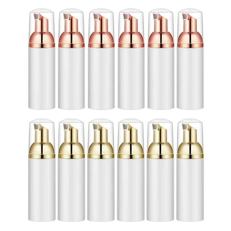 50 ml/1,7 oz schuimfles met gouden pomp, 6 stuks, lege reisschuimdispensers voor zeep, shampoo