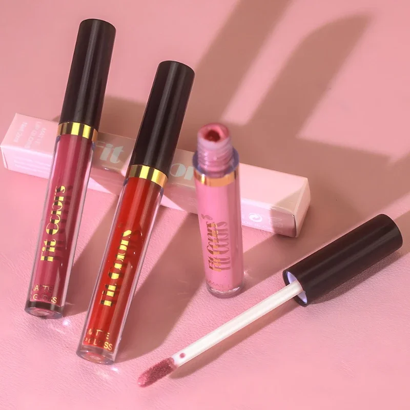 صالح الألوان طويلة الأمد ماتي أحمر الشفاه غير عصا ترطيب ملمع الشفاه تجميل ضد الماء الشفاه الصقيل مثير الأرجواني أحمر الشفاه #5