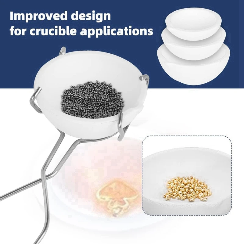 AD23-3 Buah Cangkir Piring Wadah Kuarsa dengan Pegangan Penjepit Cambuk Wadah Tembaga Perak Emas Mencair untuk Logam