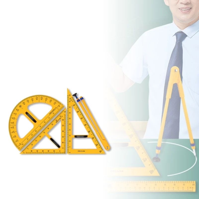 Large Ruler Set Protractor Portable Math Drawing Teaching Tool Y3NC