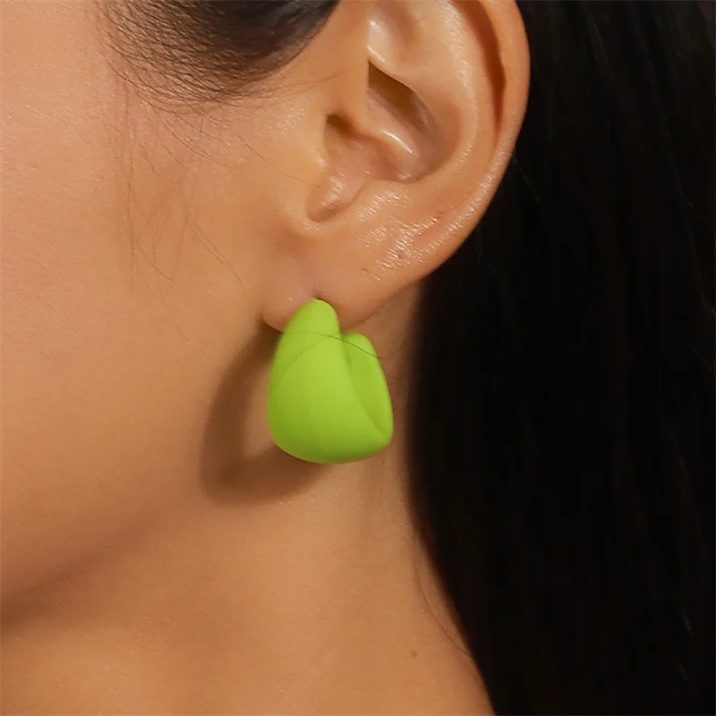 Aihua koreanische bunte Acryl klobige runde Creolen für Frauen einfache geometrische Harz Ohrringe Aussage Schmuck Geschenke – Detail 11