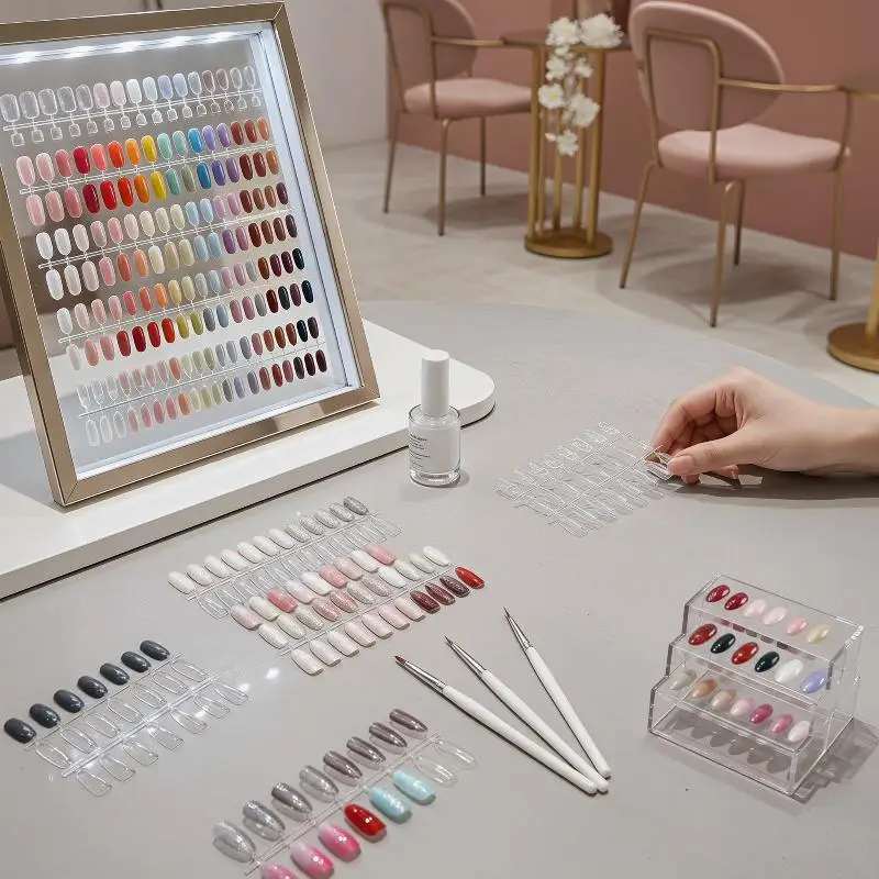 Foldable Nail Polish Display Board 24/120 Color Slots with Free Stickers Practical Sample Chart for Nail Salons