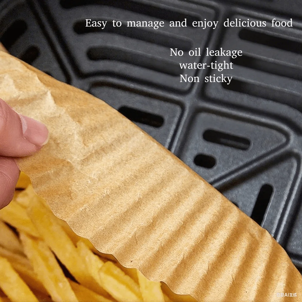 50PCS Air Fryer Liners 6.5 Inch Non-Stick Paper, Heat Resistant Baking Trays for Oven Microwave, Disposable Oil Absorbing Pans