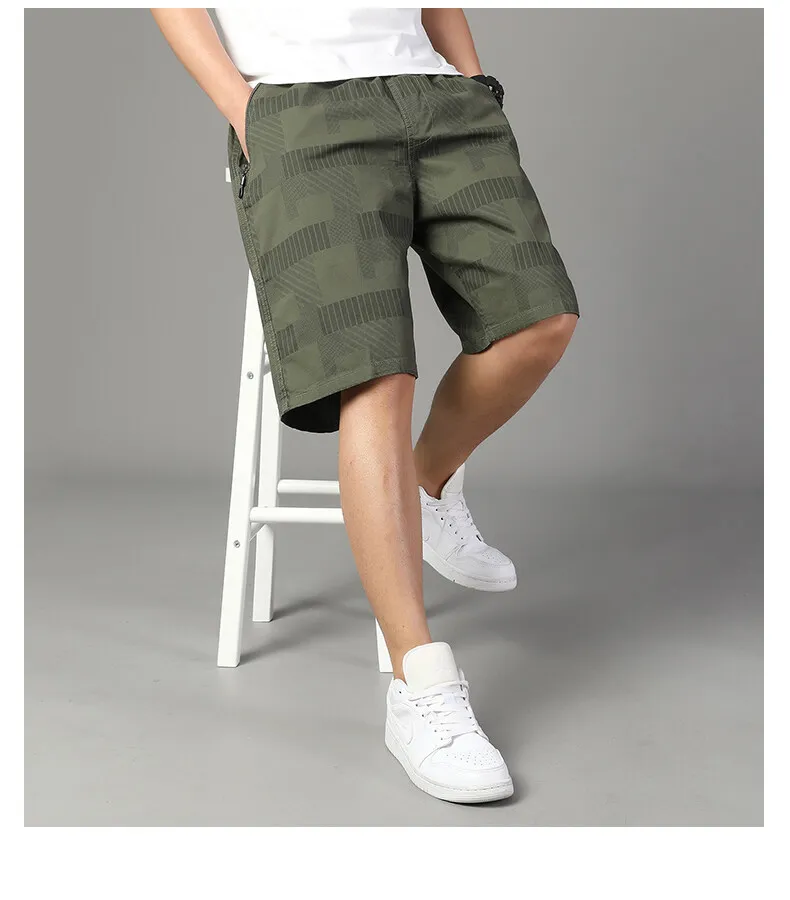 Große Größe Herren Casual Shorts Sommer leichte Shorts Outdoor-Sport Cool atmungsaktiv Strand entspannte Passform Baumwolle Cargo-Shorts – Detail 2