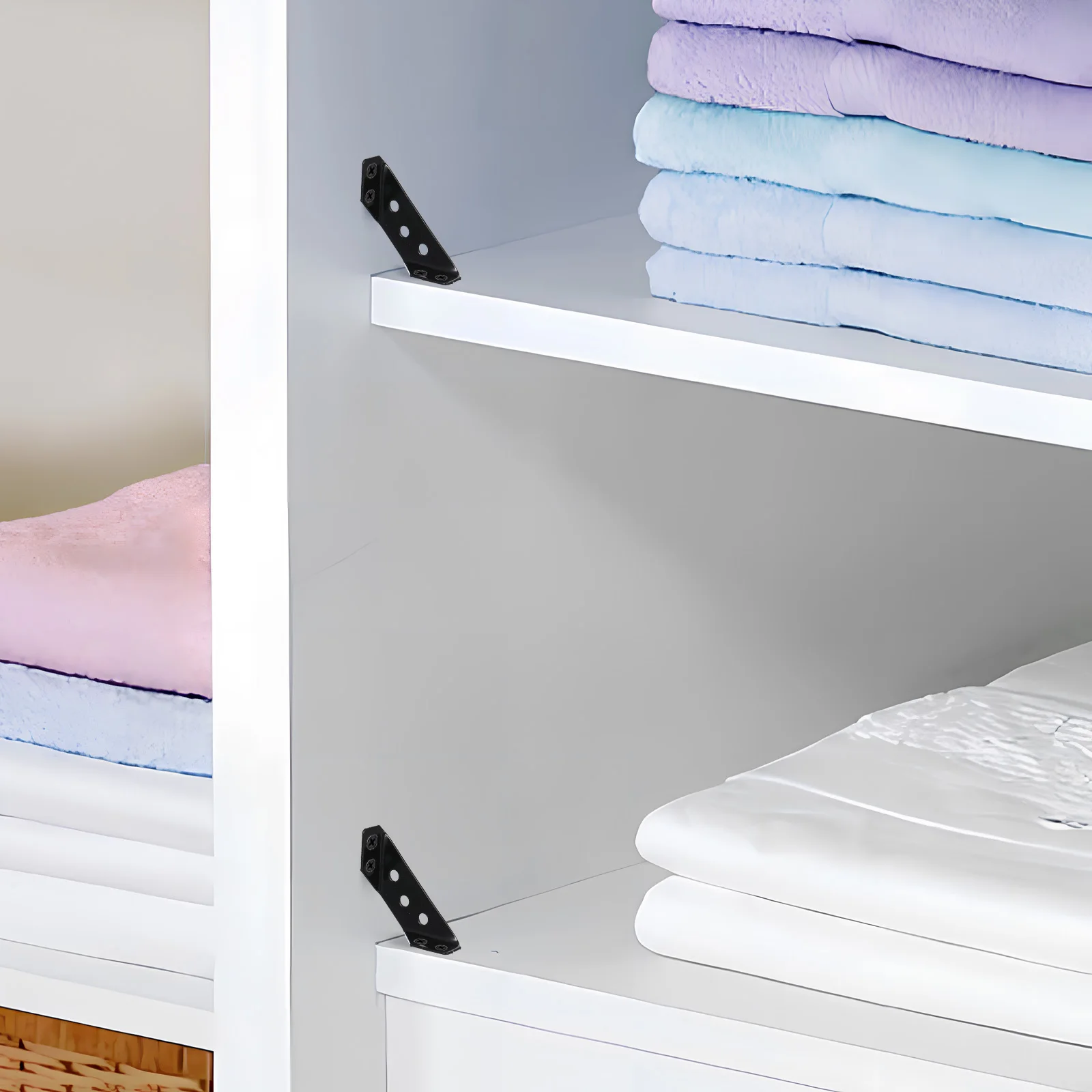 

1 set Stainless Steel Furniture Corner Brackets Durable Shelf Connectors Wood Cabinet Hardware Angle Brace Compatible