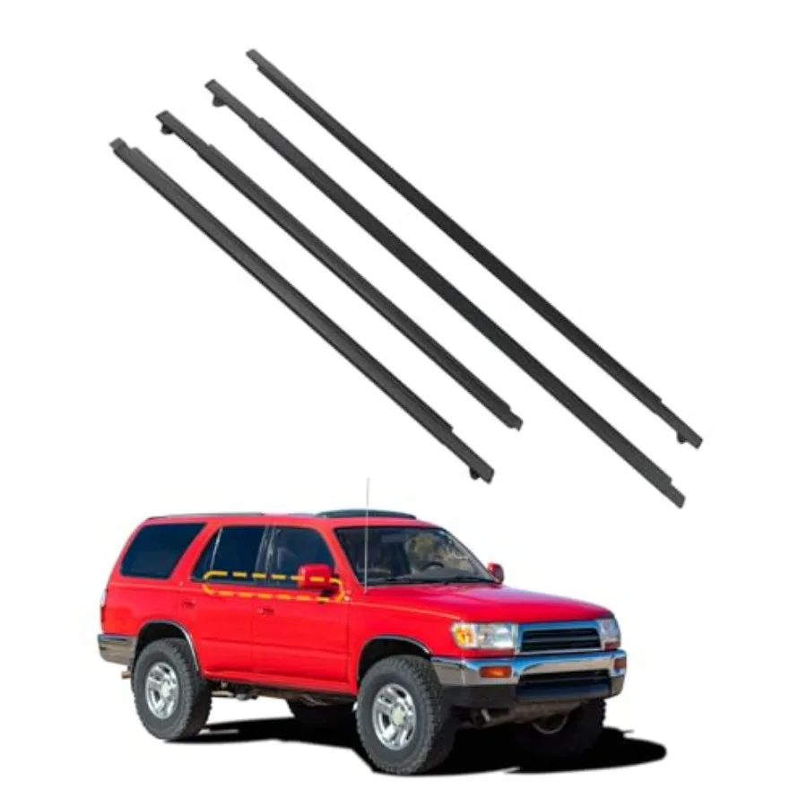 

Window Trim Seal for 1996-2002 Toyota 4Runner 4-Door Weather Stripping Belt Set in Black Rubber 4PCS Replacement Molding with 6