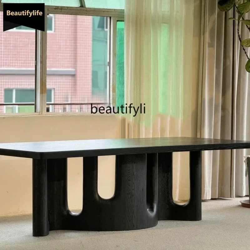 yj57 Medieval solid wood dining table Wabi family B & B model room dining table French retro dining table B3