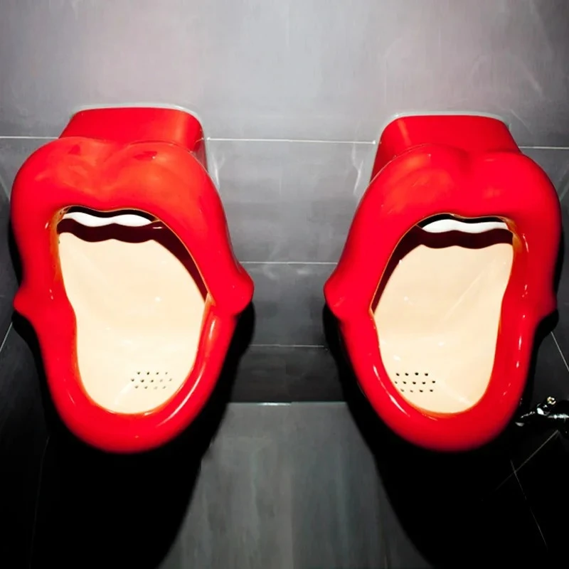 red lip urinal  adult wall mounted back inlet urine devic for hotel bar  washroom sanitary  pissing female urinal device