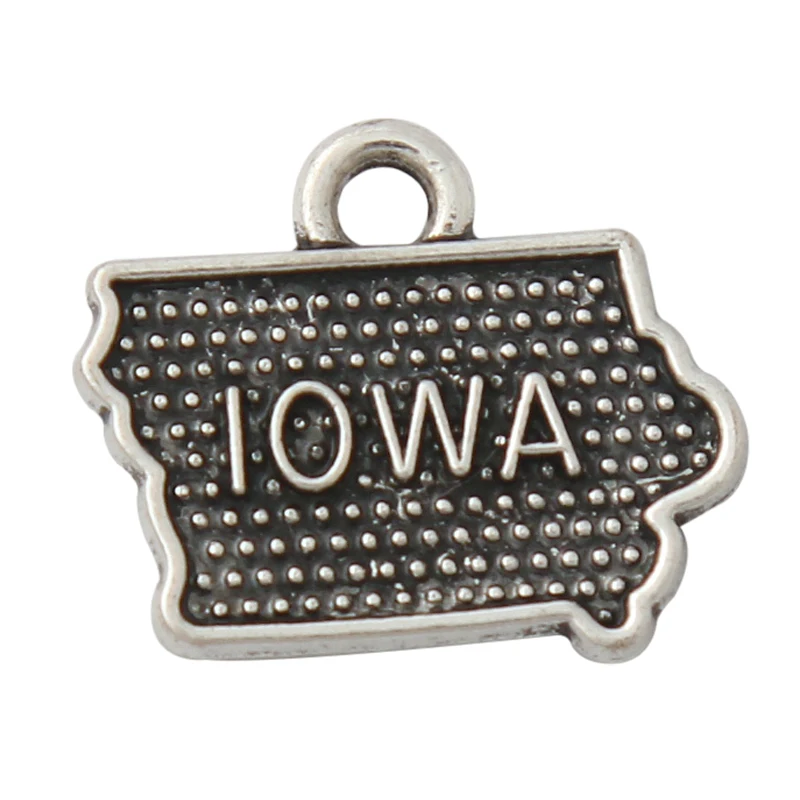 

RAINXTAR Fashion Vintage Alloy American State Iowa Map Charms Jewelry Accessories 14*16mm AAC035