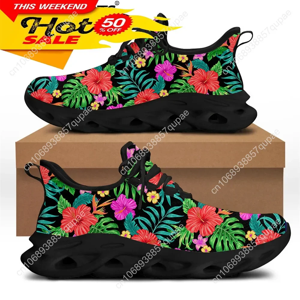 Tropical Hibiscus Flower Design Flats Sneakers Shoes Mens Womens Sports Shoes Fashion High Quality DIY Sneaker Custom Made Shoe 5