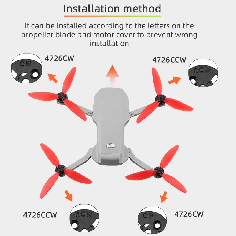 Picture 5: Quick Release 4726f Propeller For DJI MINI SE/1/2 For MAVIC MINI Three Blade Propeller Black/Red Drone Accessories