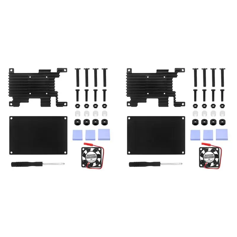 優れた-2x-オレンジパイ-3-lts-アルミニウム合金ケース-30x30-冷却ファン-サーマルパッド付きアクティブパッシブ冷却メタルケース