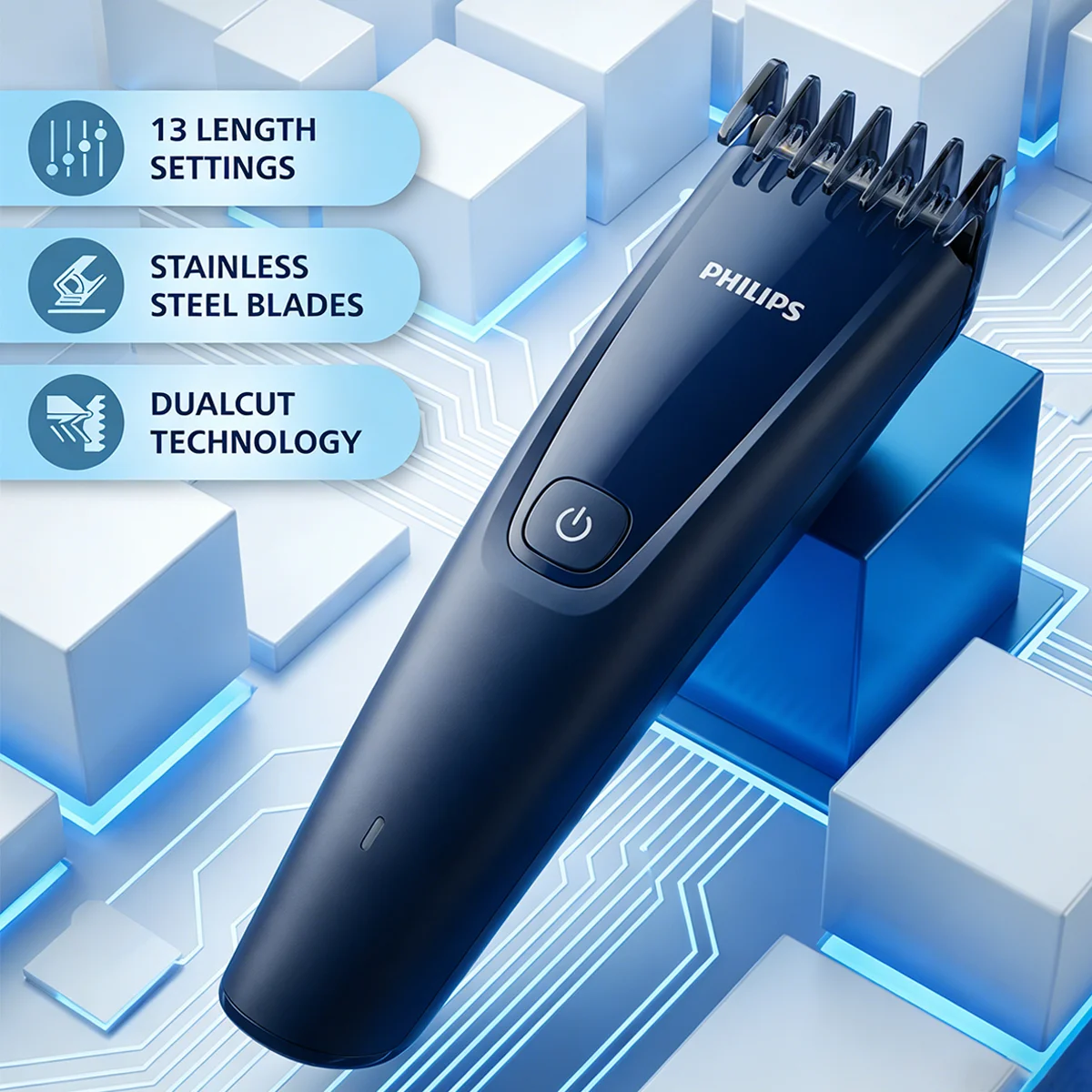 Philips Hair Clipper for Men Kids HC3688 Low Noise USB Charging Cordless Electric Cutting Trimmer Machine Home Hairdresser Tool