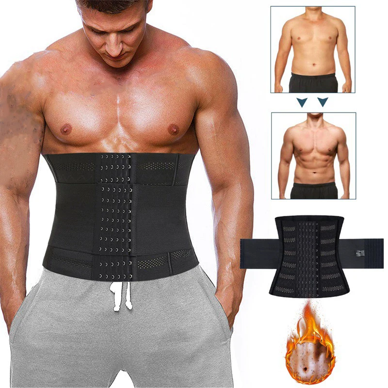 

PRAYGER новые мужские пояса для талии, пояс для похудения, триммер для живота, мужской двойной компрессионный пояс