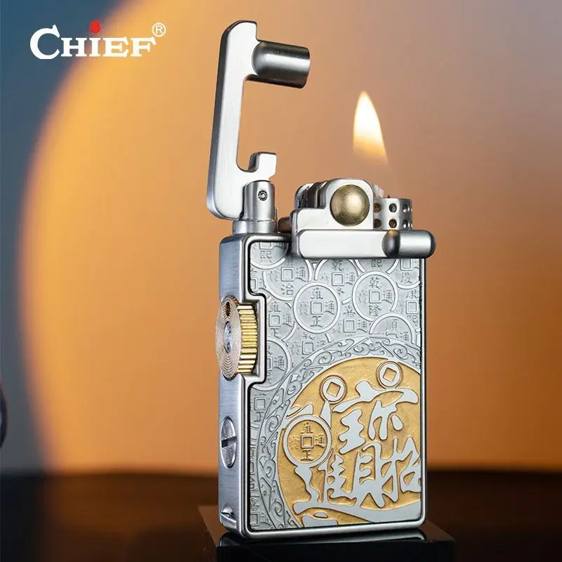 CHIEF Retro Rocker Lighter Personalized Windproof Oil Machine Creative Engraving Gift for Boyfriend