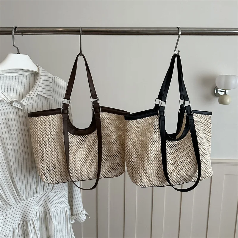 

2026 Summer New Women Bag Beach Vacation Woven handbag Large Capacity Texture and Elegant Style Tote Shoulder Bag